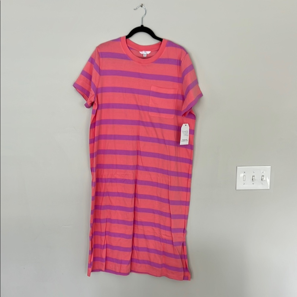 Pink and Purple Striped T-Shirt Dress